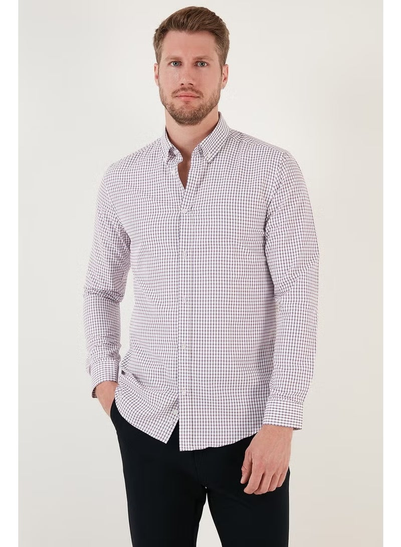 Buratti Patterned Cotton Blend Button Collar Long Sleeve Slim Fit Shirt Men's Shirt CF23S7496 - Image 2